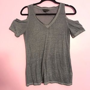 Teal open shoulder top